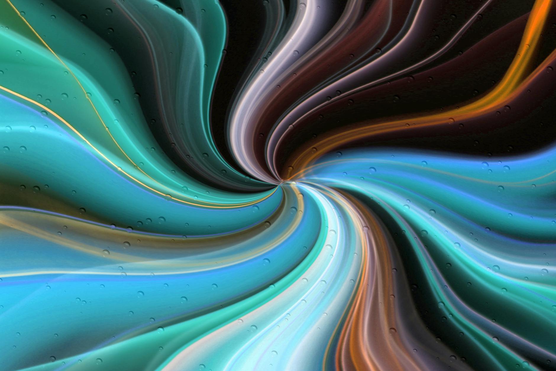 Vibrant swirling abstract texture with blue, green, and brown tones.