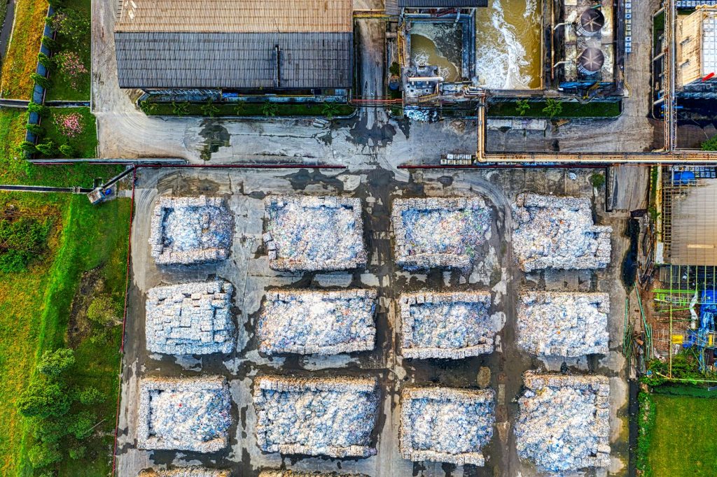 Aerial shot of a waste processing plant in Serang, Banten, Indonesia showcasing industrial operations.