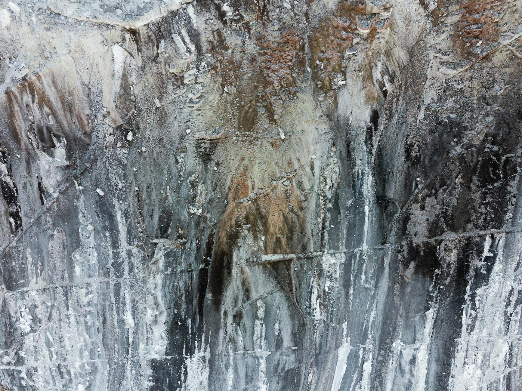 Close-up of mineral deposits at Egerszalók, Hungary, showcasing unique textures and patterns.